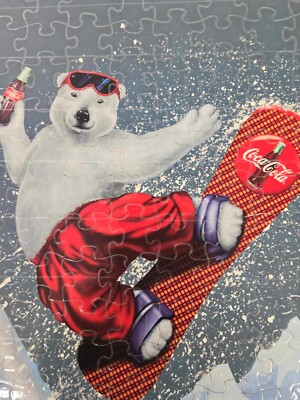 Vintage 1998 Coca-Cola Snowboard Bear 100 Jigsaw Puzzle Polar