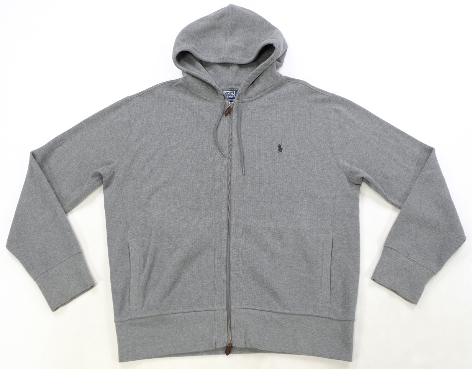 Rara felpa con cappuccio vintage polo ralph lauren piccola pony cerniera intera anni 2000 grigio XL