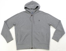 Rare VTG POLO RALPH LAUREN Small Pony Full Zip Hoodie Sweatshirt 2000s Gray XL