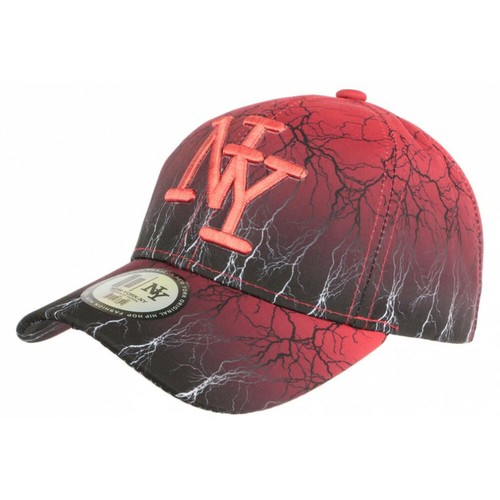 Casquette Baseball NY Pour Enfant 7 à 11 Ans - Rouge Et Noire - Taille Unique - Marque Hip Hop Honour