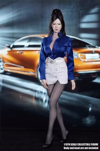 1/6 Female Blue Blouse Short Skirt High Heels Sets For 12" PH Big Bust Figure - Picture 3 of 3