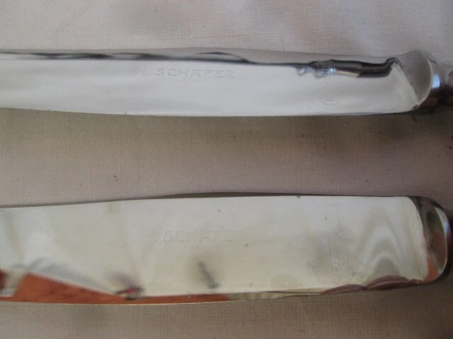 Besteck alt - 4 Messer - Tafelmesser Nirosta - Horn Griffschalen - H. Schäfer - Bild 4 von 4