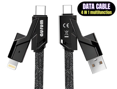 Schnellladekabel 4 in 1 für iPhone Samsung Handy USB Typ-A-C/C-C Multi Ladekabel