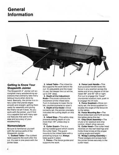 Shopsmith 4" Jointer 505681-B Operator & Parts List Manual #1212 - Picture 2 of 12