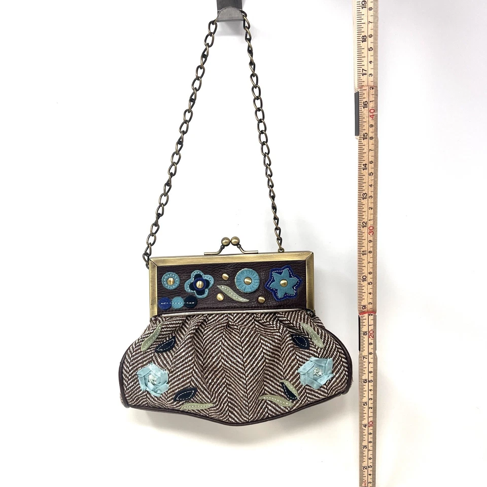 Cartera de hombro con tachuelas estilo apliques aceilily de cuero marrón FairyCore Foto 3 de 4