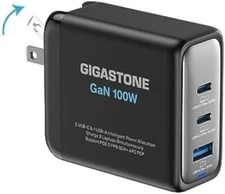 Gigastone 100W USB C Charger GaN Power Pro PPS 3 Port Intelligent Power - 1 Pack
