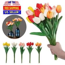 5Pcs Real Touch Artificial Tulips Fake Flower Bridal Wedding Bouquet Home Decor
