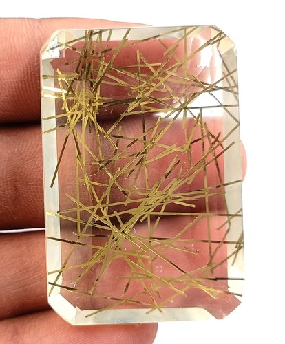 Impressive Golden Rutilated Quartz 155.70Ct Emerald Certified Loose Gemstone MKL - Picture 5 of 7
