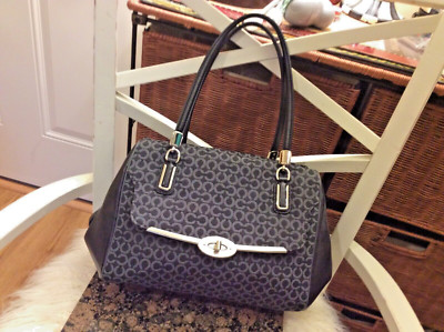Coach Signature Black Jacquard &Leather Madison Madeline