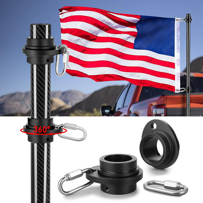 6FT Heavy Duty Carbon Fiber Flag Pole for Trucks, RVs, and SUVs - Black