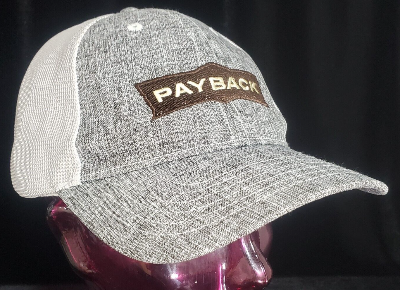 Jim Bryan Custom Caps PAYBACK Gray Shimmer Nylon Cap Strap back Hat OSFM