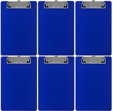 Memo Clipboard 6'' x 9'' Low Profile Clip Plastic 6-Pack Dark Blue