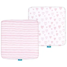Pack N Play Mattress Sheets for Square Playard 100% Cotton 36''x36" 2 Pack