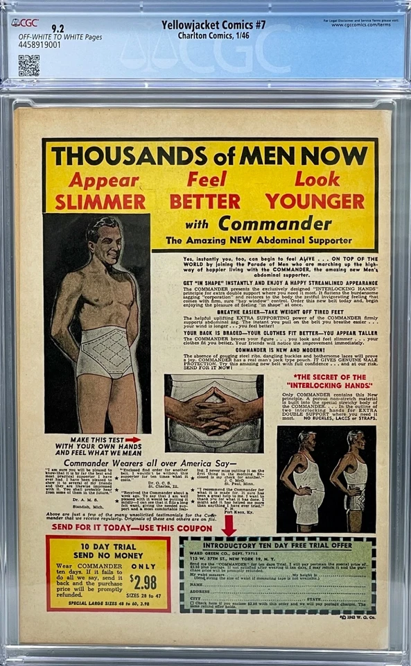 1946 Yellowjacket Comics 7 CGC 9.2 Skull Cover! High Grade! Only 3 Higher! RARE! - Image 2 of 2