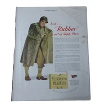 1942 Monsanto Plastics - Rubber From Safety Glass - Vintage WW2 Ad