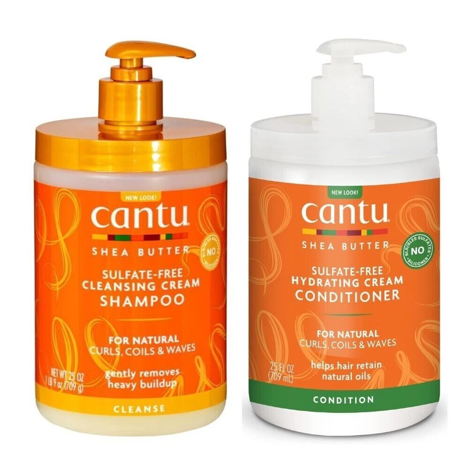 CANTU SHEA BUTTER CLEANSING SHAMPOO & HYDRATING CONDITIONER SULFATE FREE 25oz!!!