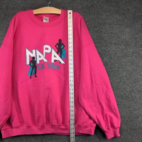Gildan Heavy Blend Women's NAPA Girl Talk Pullover Sweatshirt Pink 3XL Crew Neck - Picture 11 of 13
