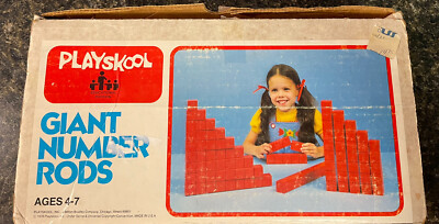 Vintage 1978 PLAYSKOOL GIANT NUMBER RODS Age 4-7 Math Building Blocks #171