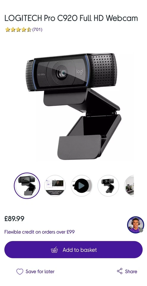 Logitech Pro C920 Full HD Webcam 1080p - Image 2 of 4