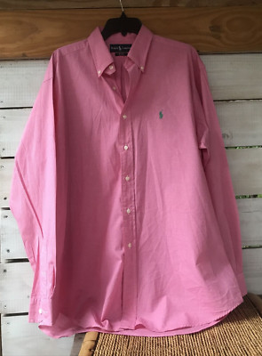 Ralph Lauren Blake Men's L Casual Work Dress Shirt Pink Plaid L/S Pearld Btn Dwn