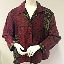 CHICO'S Silk Rayon Loose-Fitting Long Sleeve Lined Jacket Wearable Art Size 2