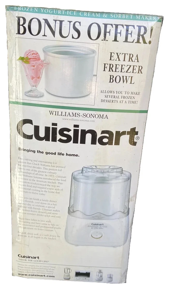 Cuisinart Frozen Yogurt, Ice Cream & Sorbet Maker + Extra Bowl | White