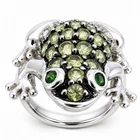 Sterling Silver Frog Toad Ring Peridot Chrome Diopside Size 7 Estate Vintage 925