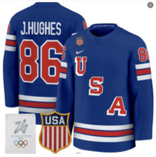  86 J.Hughes Team USA Winter Olympics 2026 Jersey Blue Stitched All Sizes S-3XL