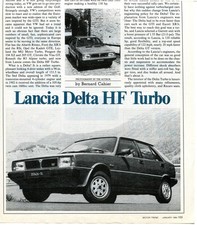 1984 LANCIA DELTA HF TURBO ROAD TEST 2 page Article