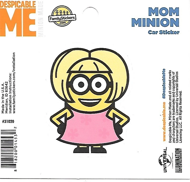 Despicable Me Mom Minion Figure Peel Off Car Sticker Decal NEW UNUSED