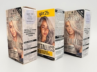 3 Boxes: Schwarzkopf Got2b Metallic Permanent Hair Color M71 Metallic Silver