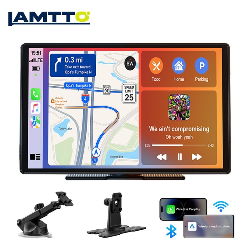 Lamtto 11" Wireless CarPlay Android Auto Portable Car Radio Stereo Universal