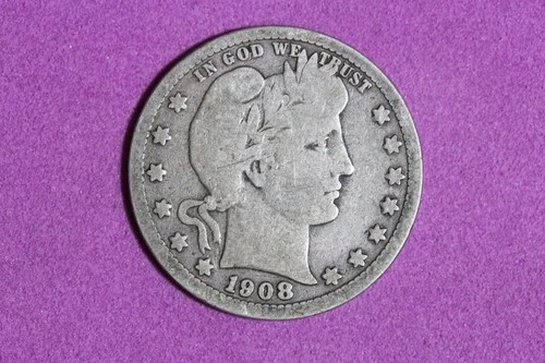 Estate Find 1908 S Barber Quarter Dollar #K60112