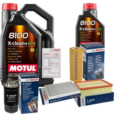 BOSCH Inspektionspaket 6L MOTUL 8100 X-CLEAN 0W-30 für Audi A4 Avant 1.9 TDI - Bild 1 von 4