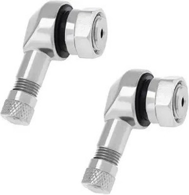 2 PCS 90 Degree Tire Valve Stems, Aluminum Alloy Wheel Valve Ste Color: Silver