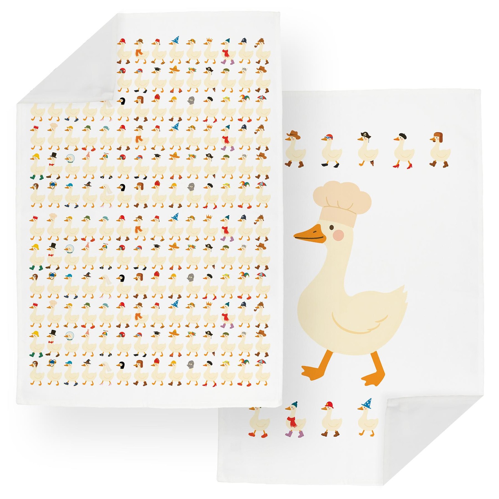 Silly Goose Tea Towels Set - Funny Fancy Dress Birds Kitchen Dish Towels 2 Pack