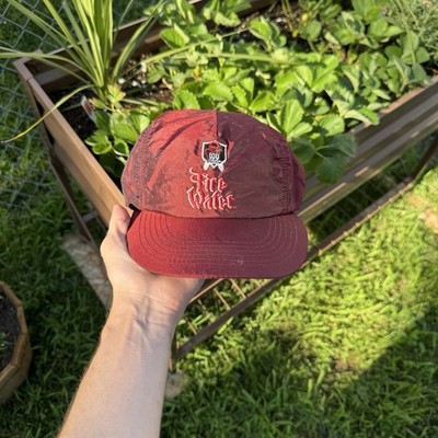 Vintage Fire Water 100 Proof Satin Red Mens Snapback 80s 90s Drinking Alcohol 