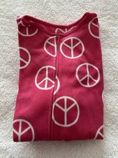 Carters Girls Fleece Footed One Piece Pajamas Size 14 Peace Sign