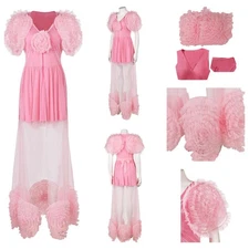 Glinda Witch Pink Pajamas Dress Long Nightgown Halloween Glinda COSPLAY costume