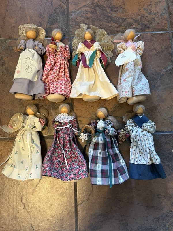 Lot of 8 Pine Baroness Wood Dolls