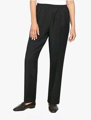 Alfred Dunner Classic Pant Womens Size 10 Black Proportioned Short Elastic Waist