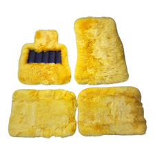 Genuine Lambswool Sheepskin Yellow Floor Mats Rolls Royce Cullinan 2019 - 2026
