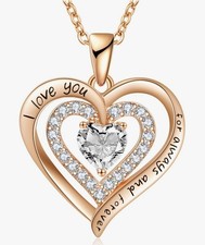 Necklaces for Women Birthstone Heart Necklace Jewelry for Wife Girl April