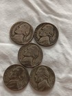 Lot Of 5 Jefferson War Nickels — photo 1