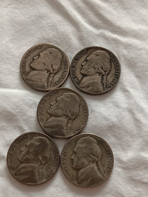 Lot Of 5 Jefferson War Nickels