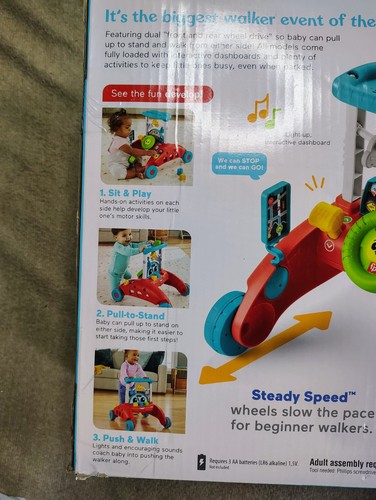 Fisher-Price 2-Sided Steady Speed Walker Baby Walker 16 Activities Songs Teaches - Picture 4 of 4