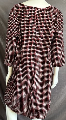 Boden Hannah Red Black Geo Polka Dot Corduroy Sheath Dress US 16L Excellent - Afbeelding 4 van 13