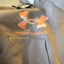 Under Armour Girls Rival Fleece Big Logo Hoodie medium Tetra Gray/Flare Orange