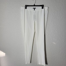 Eileen Fisher 168 Women's White Washable Stretch Crepe Slim Pant Slim Fit Large