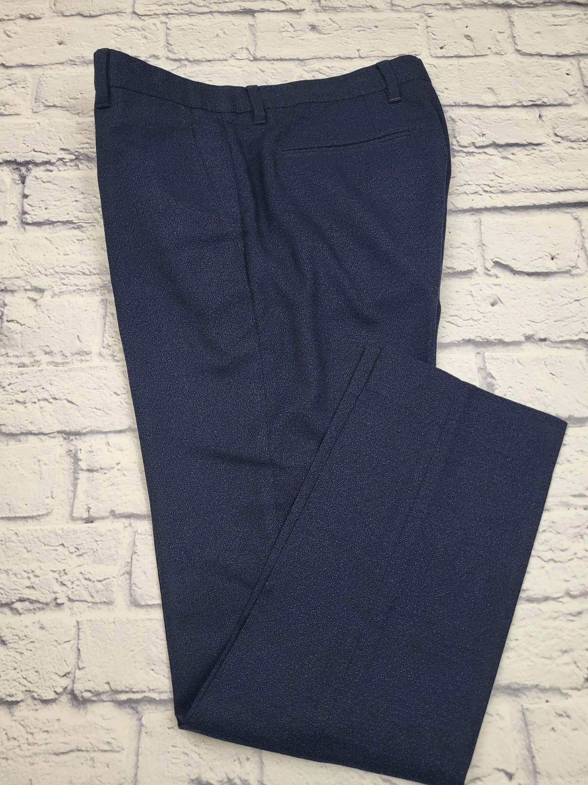 Ted Baker Pants Navy Blue Solid Flat Front Polyes… - image 2